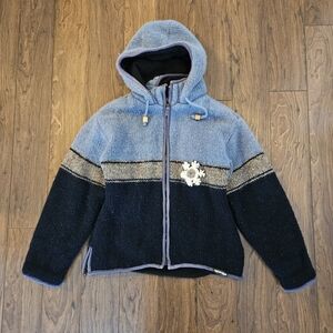 Laundromat Wool Sweater Hooded Jacket Medium Hand Knit